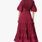 Pleated Midi Dress in Berry