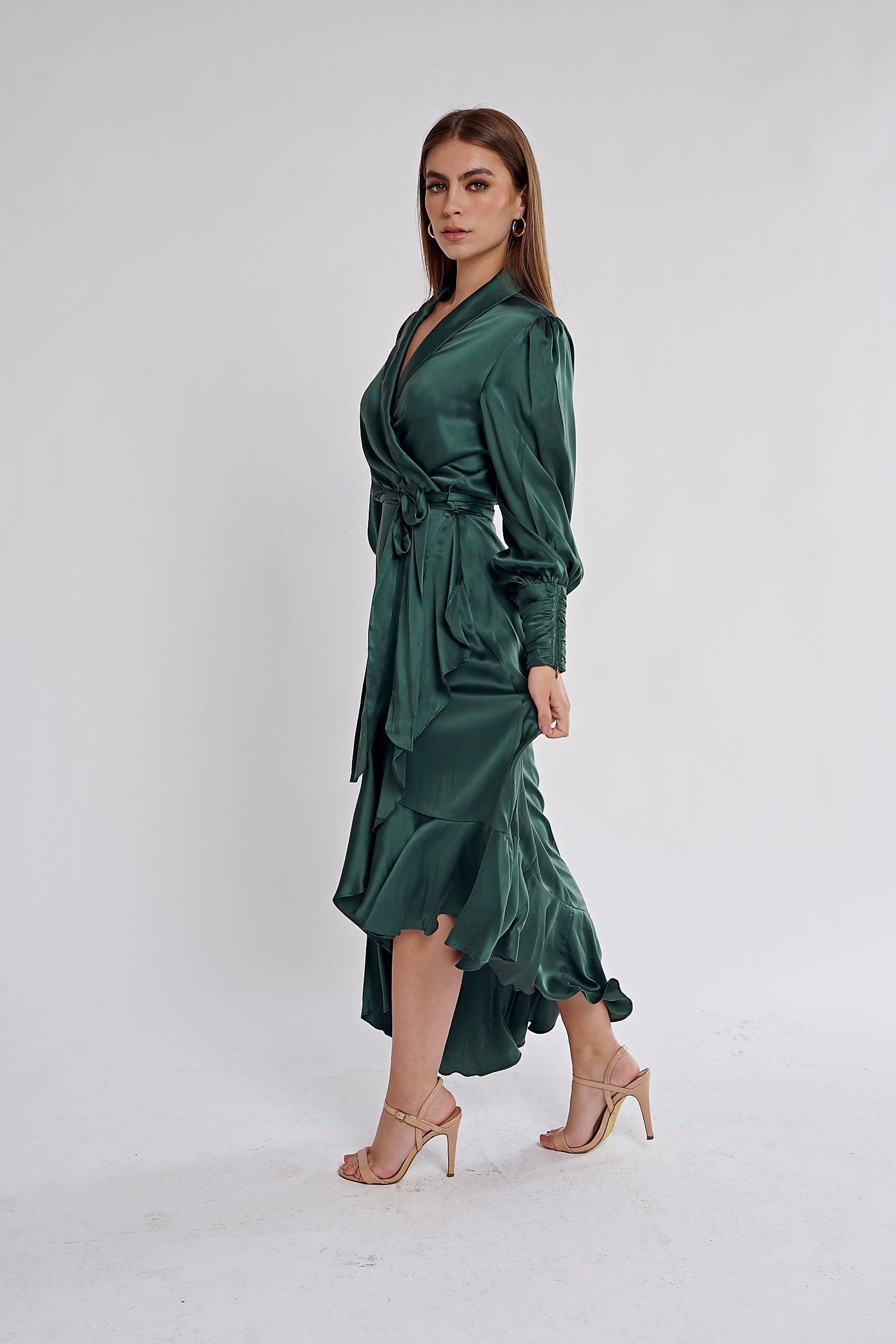 Silk Wrap Midi Dress (Jade) – BOOK YOUR LOOK