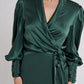 Silk Wrap Midi Dress (Jade)