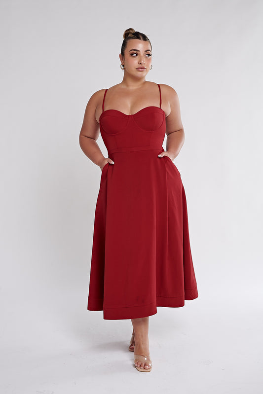 Tara Midi Dress (Red)
