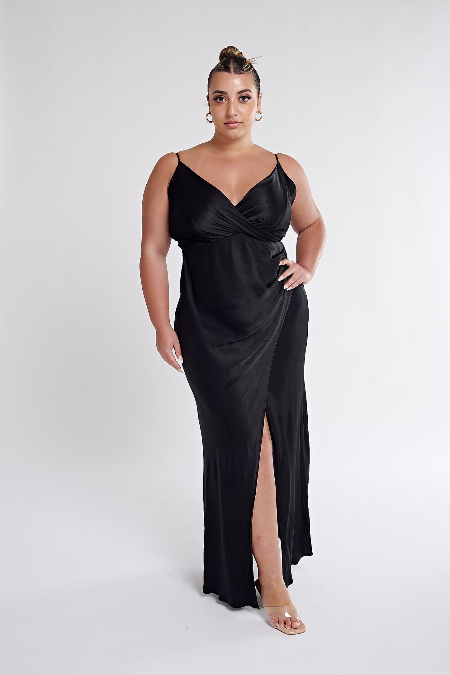 La Lune Crossed Draped Maxi Dress (Black)