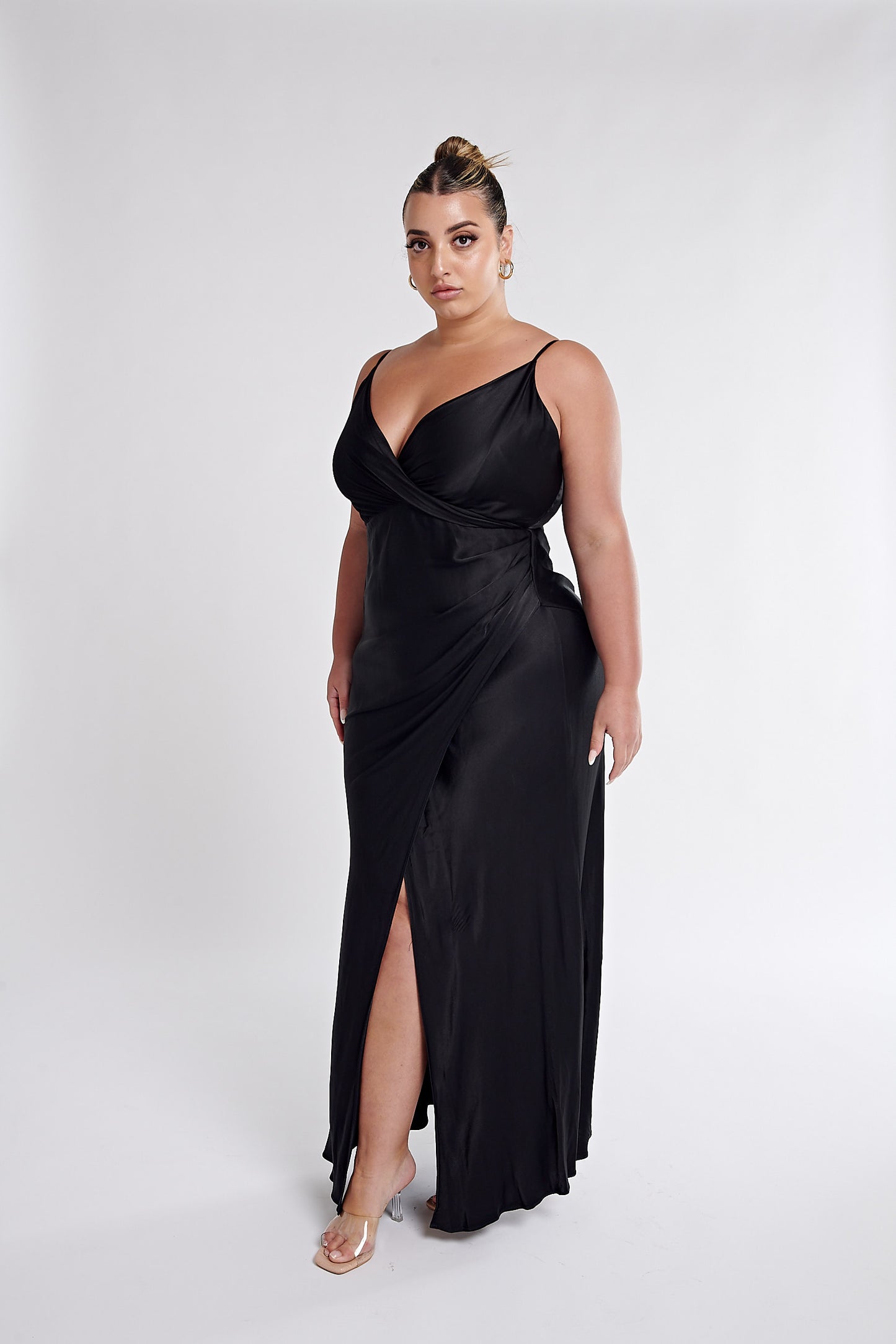 La Lune Crossed Draped Maxi Dress (Black)