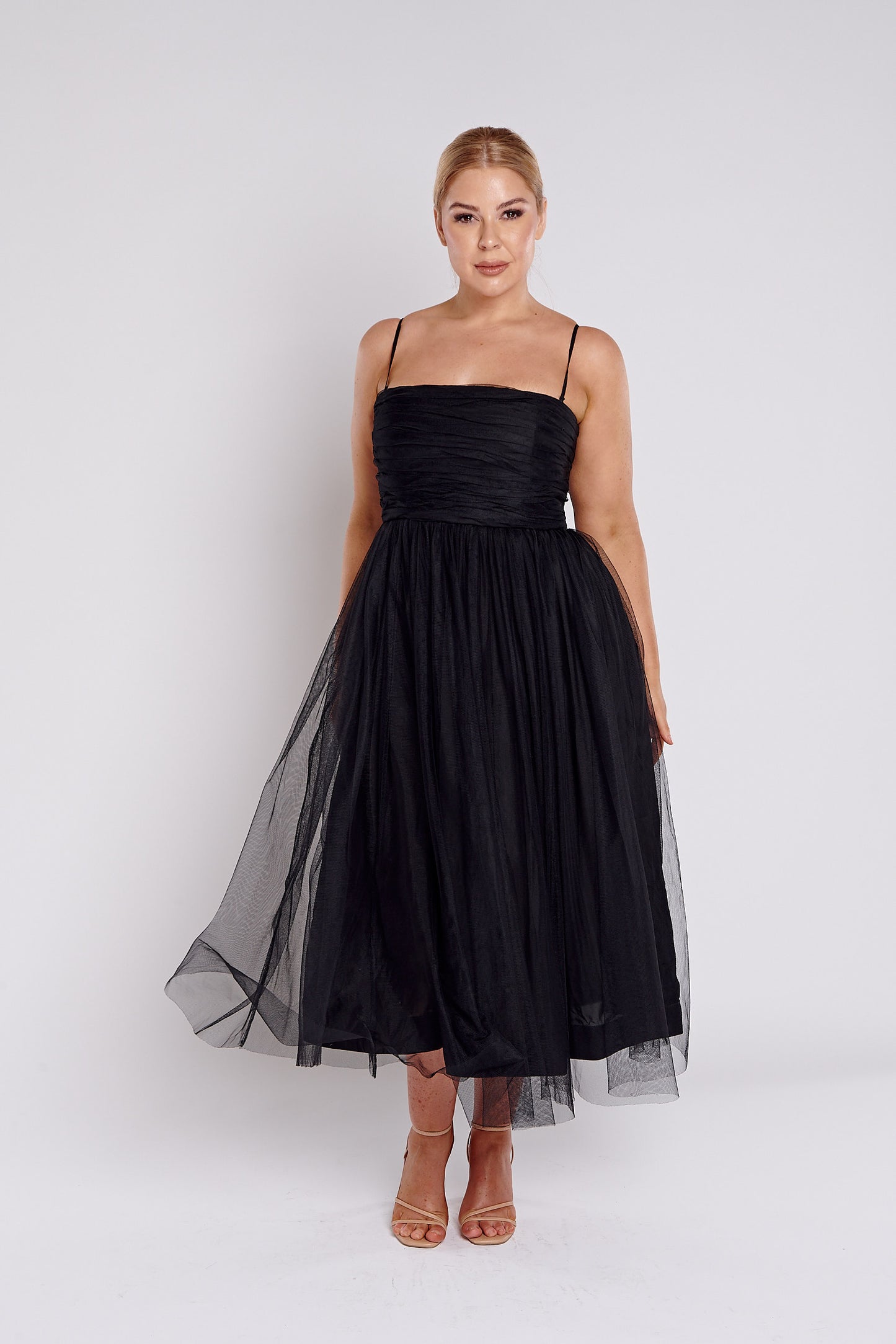 Tulle Strapless Midi Dress