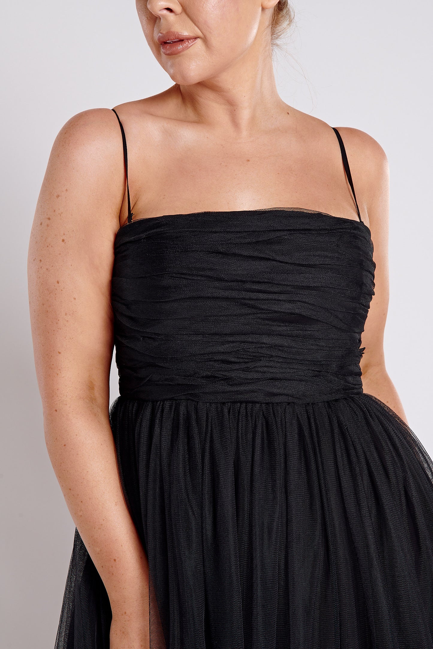 Tulle Strapless Midi Dress